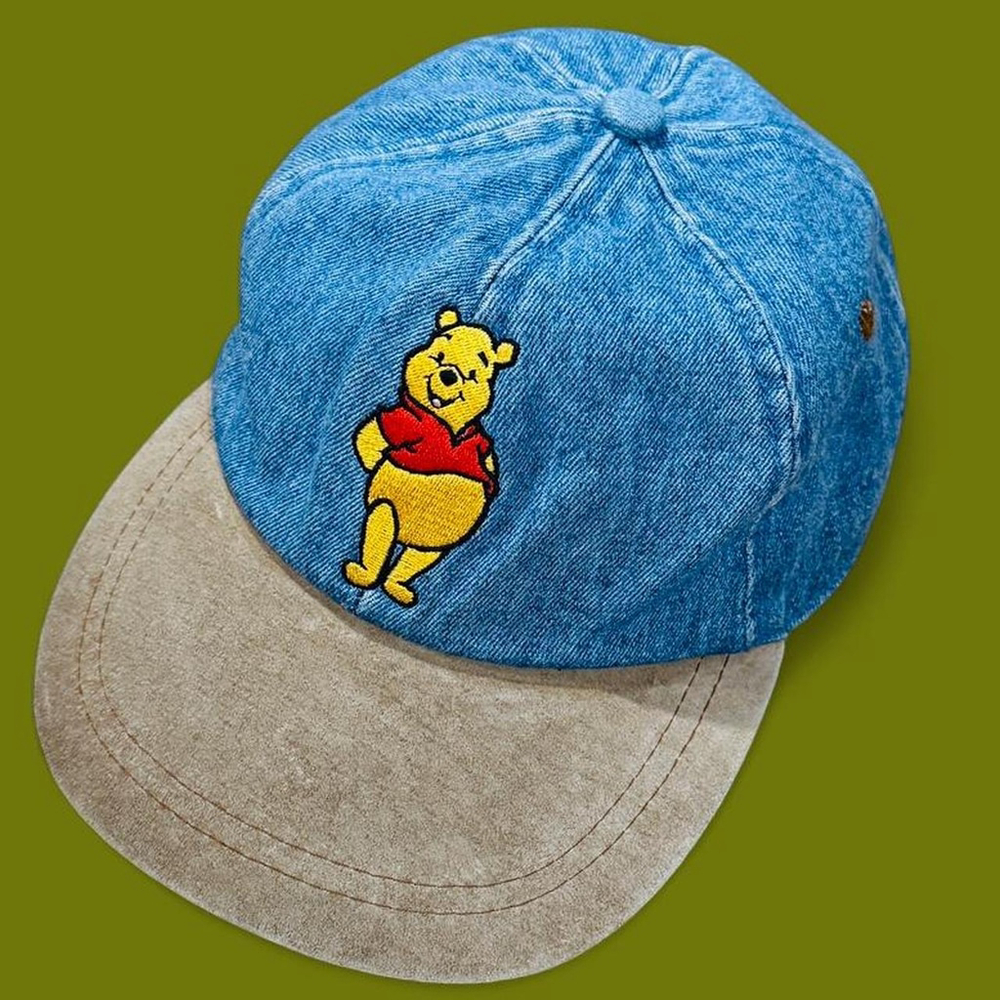 Collector Vintage Winnie the Pooh Denim Baseball Cap Leather Bill Adult OSFM